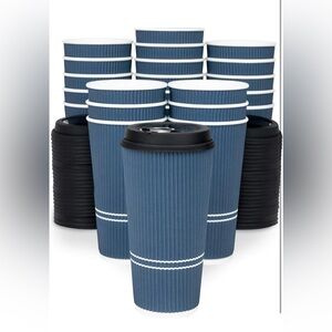 22oz Disposable Coffee Cups With Lids, Insulated For Hot and Cold Drinks - NWT
